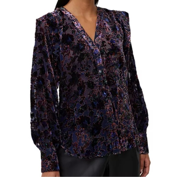 NEW French Connection Indigo Hayden Burnout Top Size 8 Women’s Medium - Picture 3 of 13